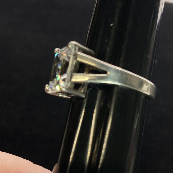 Vintage Sterling Silver Ring And Necklace Set Clear Glass Size 7 Elegant Classic - Picture 3 of 12